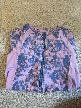 Athleta Girl Pink and Purple Tie-Dye Long Sleeve Active Top